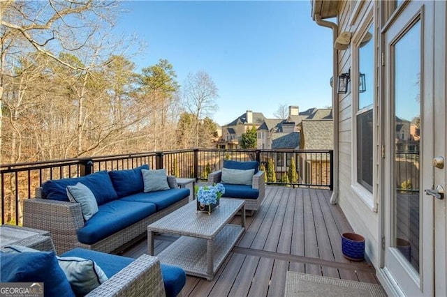 deck featuring an outdoor living space