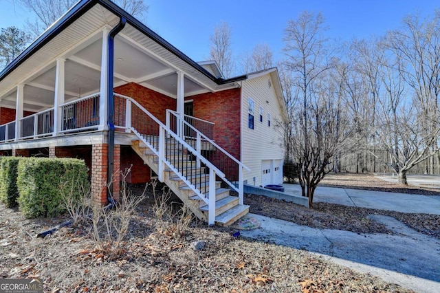 view of home's exterior with a garage