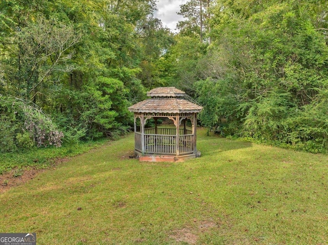 view of yard with a gazebo