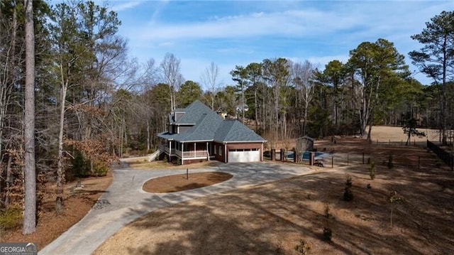 exterior space with a garage