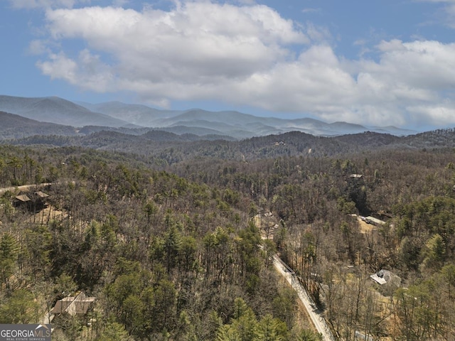 mountain view with a view of trees