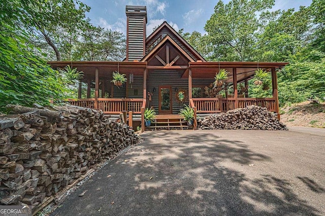 exterior space with covered porch