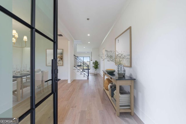 hallway featuring light hardwood / wood-style floors