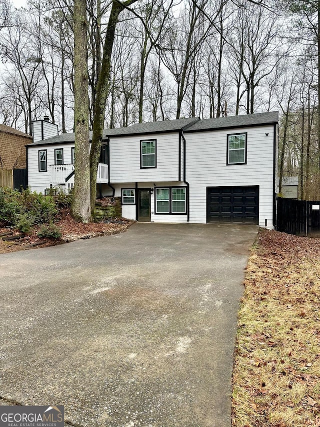 view of front of property with a garage