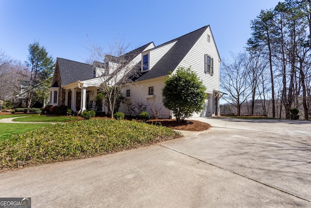 view of home's exterior with a garage