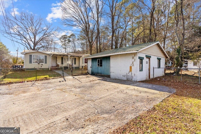 view of single story home