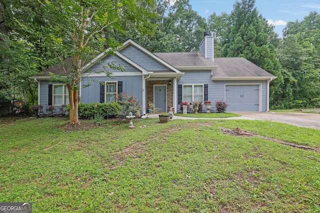 226 Northridge Rd, Ball Ground, GA 30107 - view of front of home featuring a garage, driveway, a chimney, and a front yard