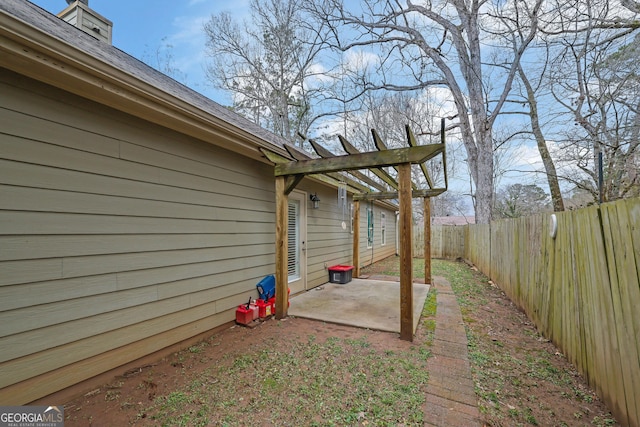 view of yard featuring a fenced backyard and a patio