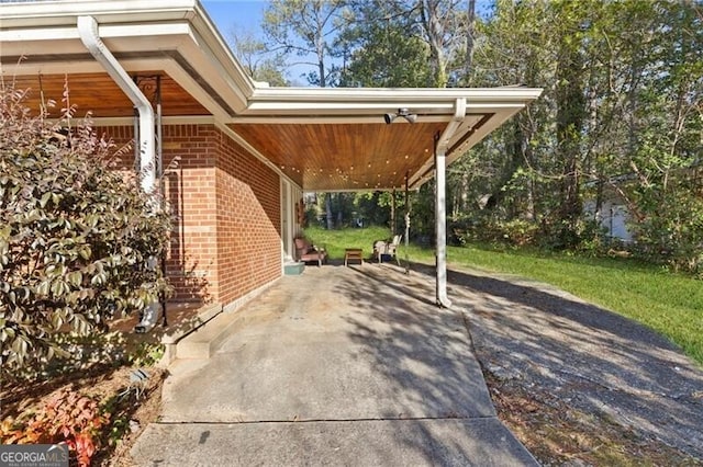 view of patio featuring a carport