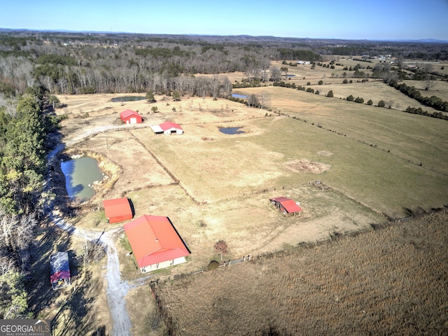 drone / aerial view with a rural view