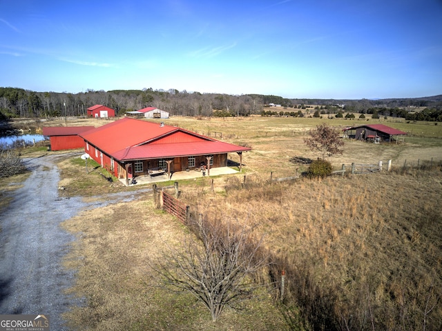 bird's eye view featuring a rural view