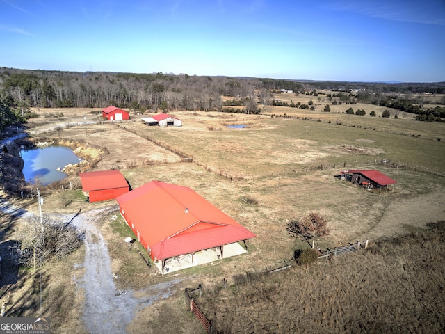 drone / aerial view with a rural view