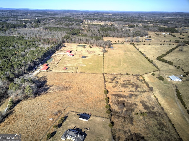 aerial view with a rural view