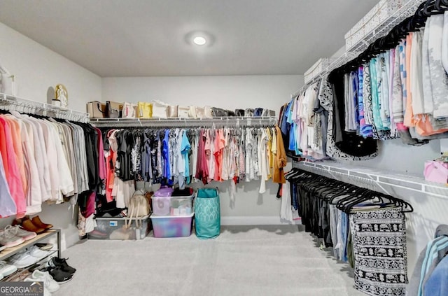 spacious closet with carpet