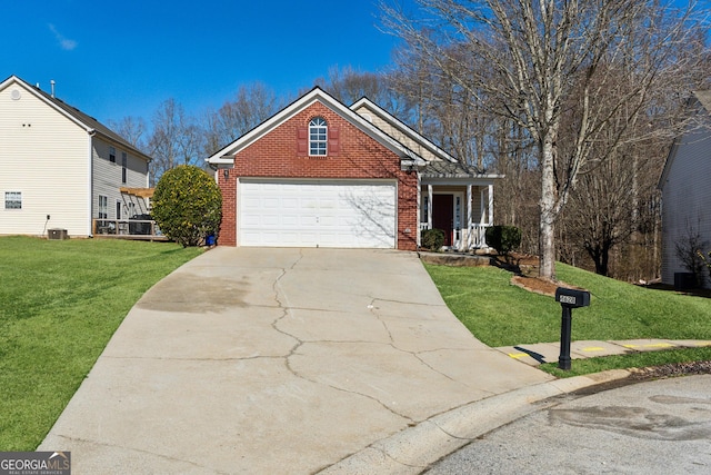 view of property with covered porch and a front yard