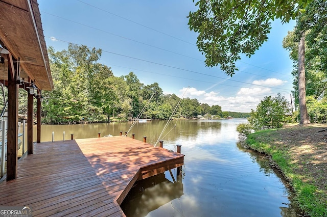 view of dock featuring a water view