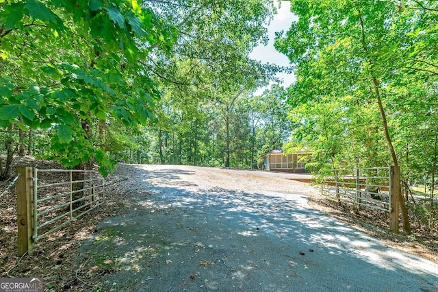 view of road featuring driveway and a gated entry