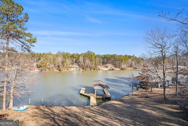 dock area featuring a water view