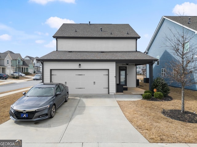 view of front facade with a garage