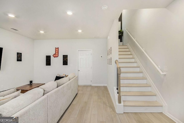 living room featuring light hardwood / wood-style floors