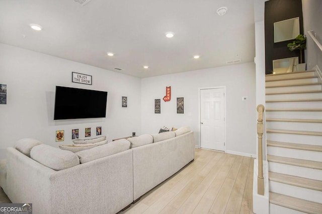 living room featuring light hardwood / wood-style flooring