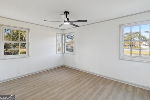 unfurnished room featuring plenty of natural light and light hardwood / wood-style floors