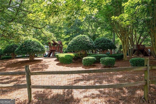 view of yard with a playground