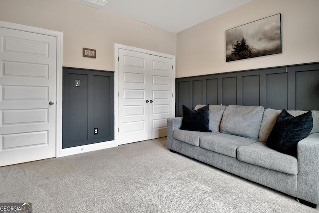 living room featuring carpet