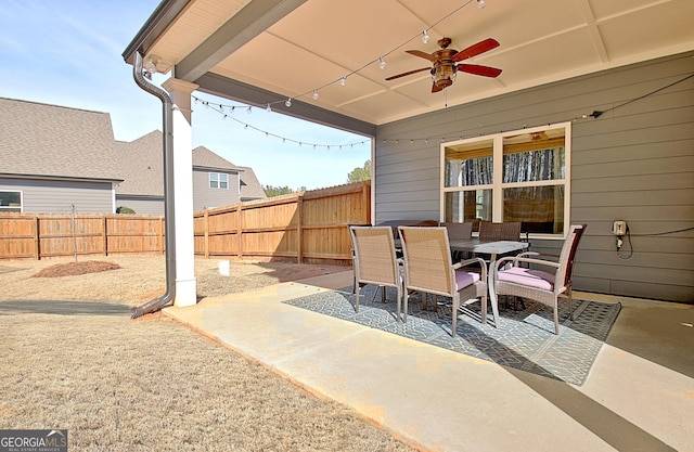 view of patio / terrace with ceiling fan