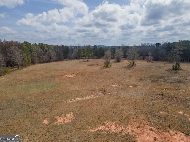 view of landscape featuring a rural view and a wooded view