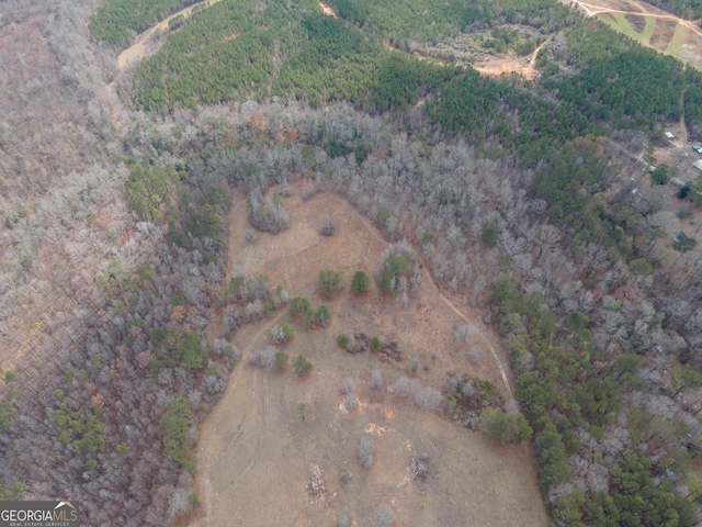 bird's eye view featuring a view of trees