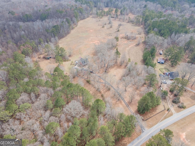 bird's eye view with a view of trees