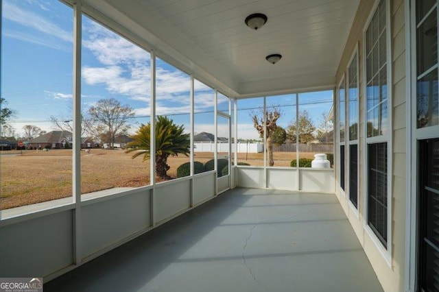 view of unfurnished sunroom