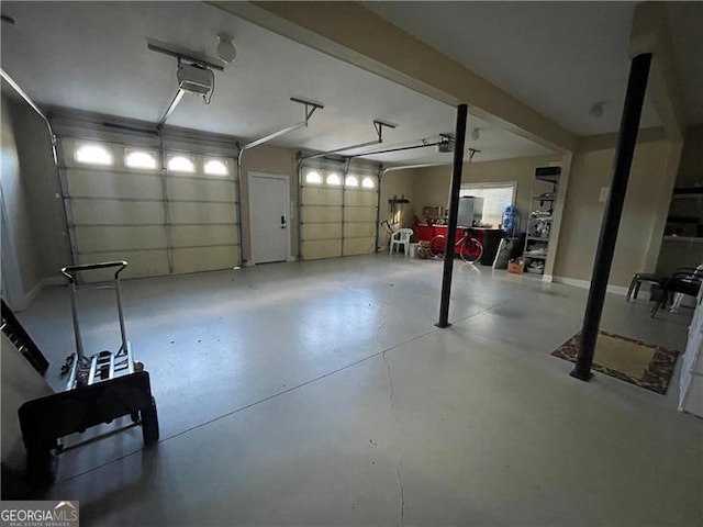 garage with a garage door opener