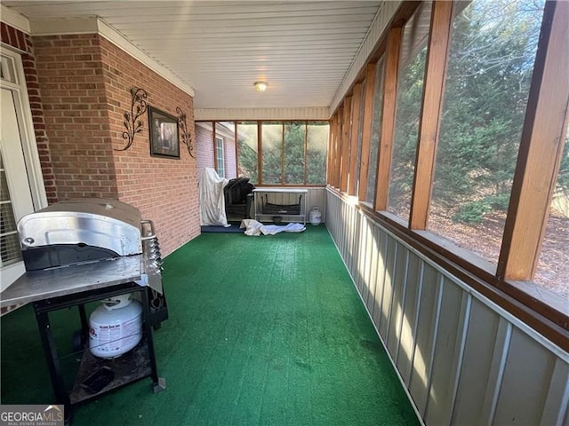 view of unfurnished sunroom