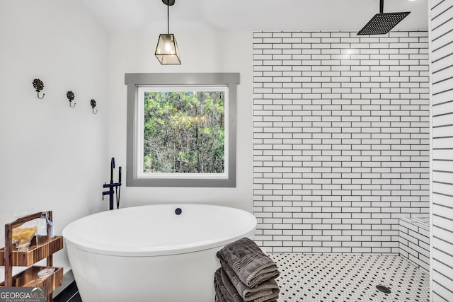 bathroom with independent shower and bath