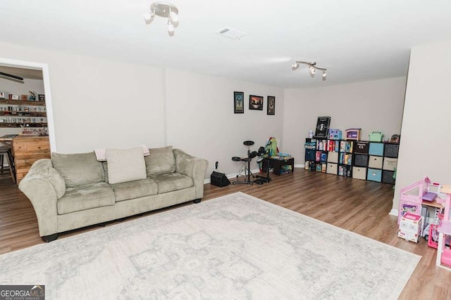 living room with wood-type flooring