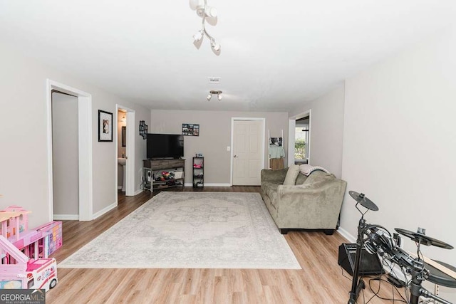 living room featuring light hardwood / wood-style flooring