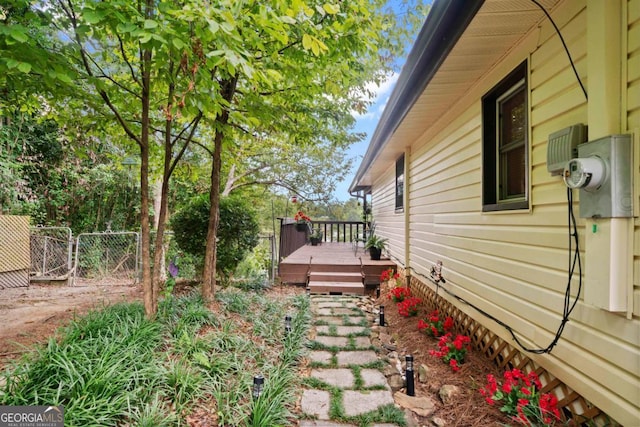 view of yard with a deck