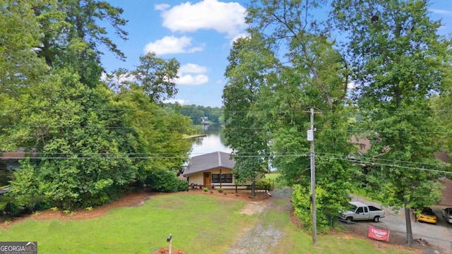 view of yard with a water view