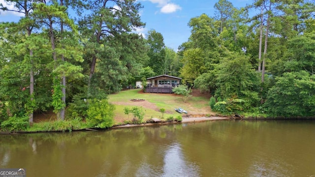 water view with a gazebo