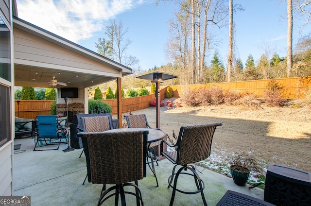 view of patio with ceiling fan