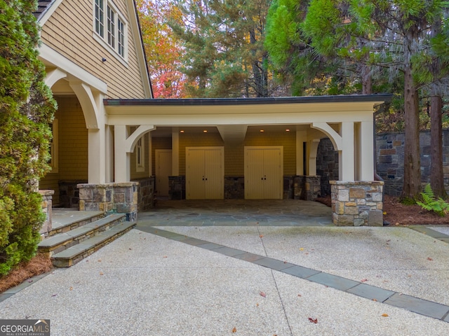 exterior space with a carport