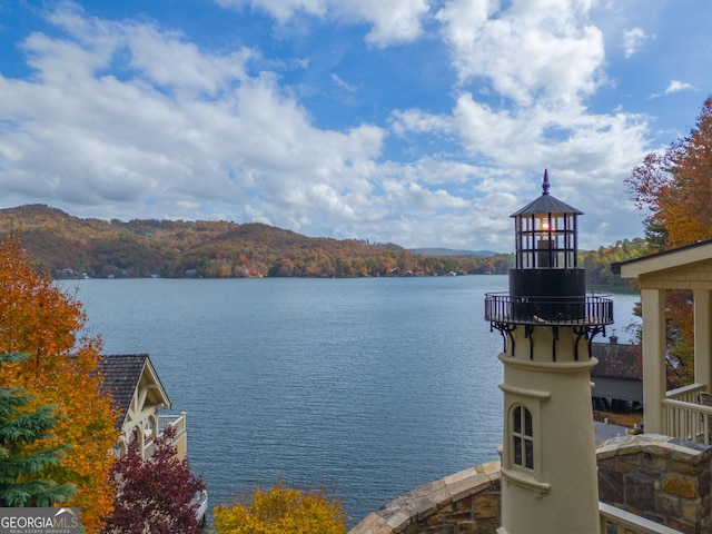 property view of water featuring a mountain view