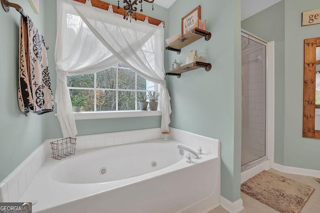 bathroom with independent shower and bath