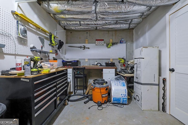 interior space with a workshop area