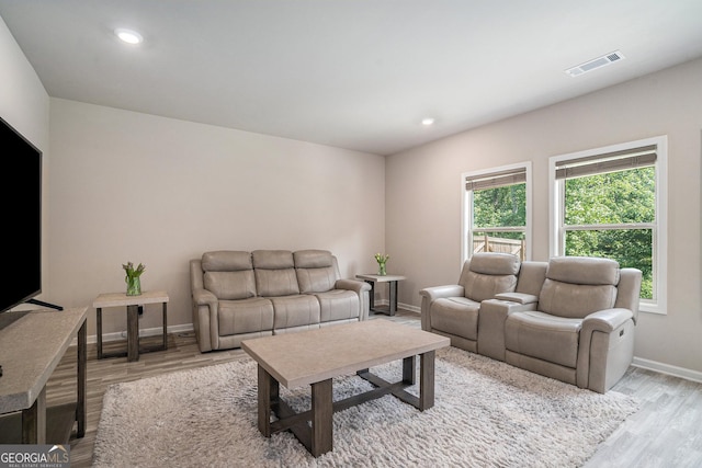 living room featuring light hardwood / wood-style floors