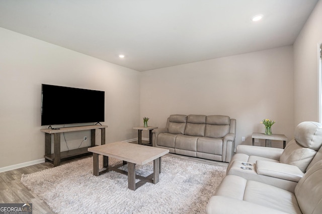 living room with light hardwood / wood-style floors