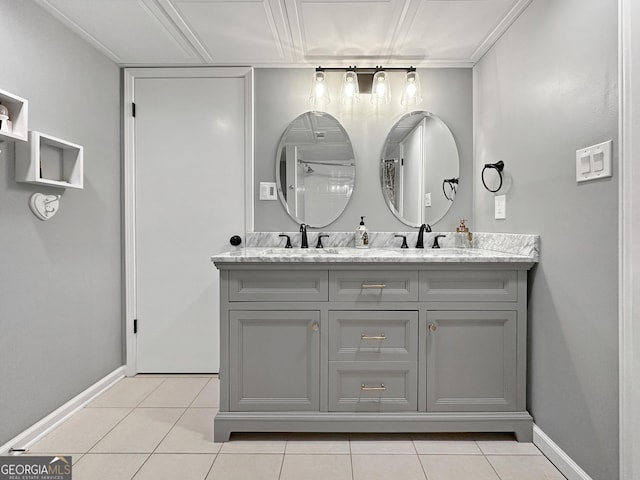 bathroom featuring vanity and tile patterned floors