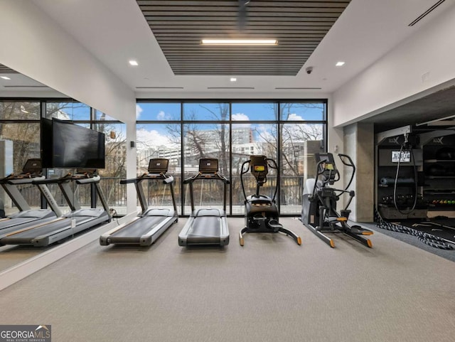 gym with expansive windows